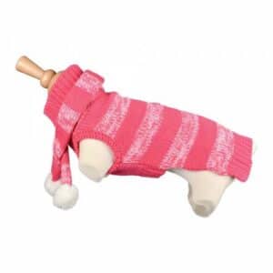 Maglione rosa con sciarpa per cani